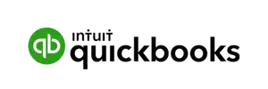 Intuit QuickBooks logo with a green circle icon and black text on a transparent background.